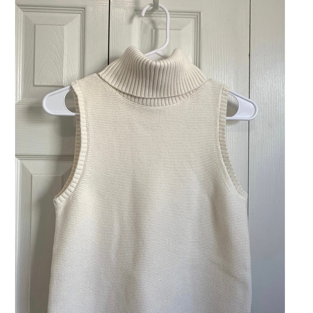 J. Crew Cotton Cream Sleeveless Turtleneck Sweater - Picture 3 of 8